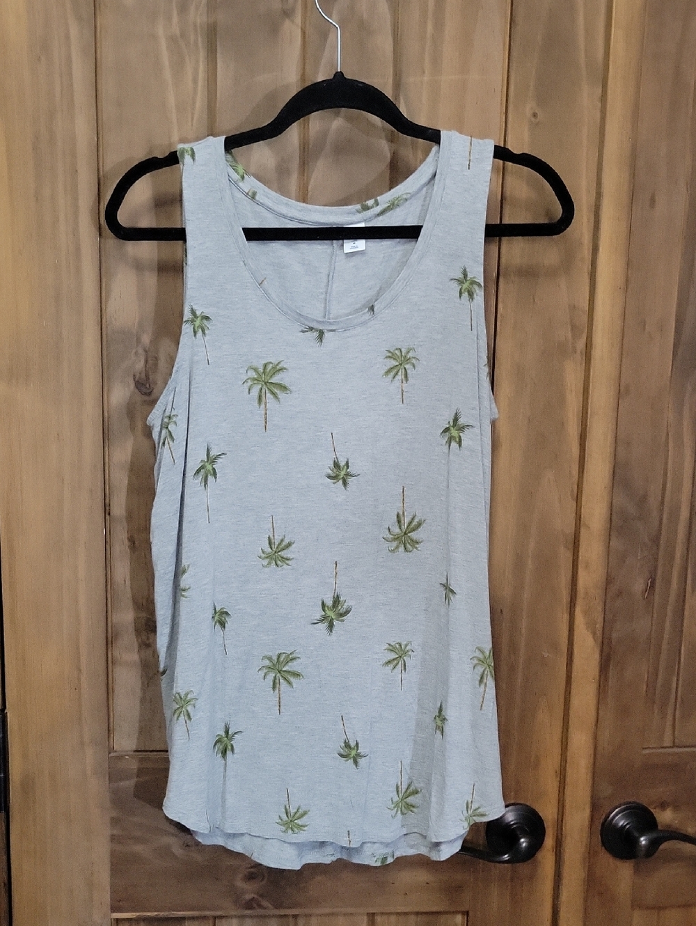 Women's Gray Palm-Print Tank Top